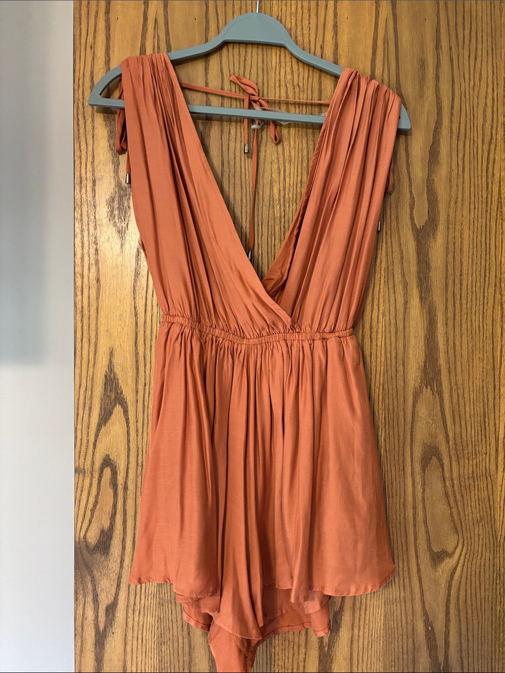 Rust Orange Deep V Romper